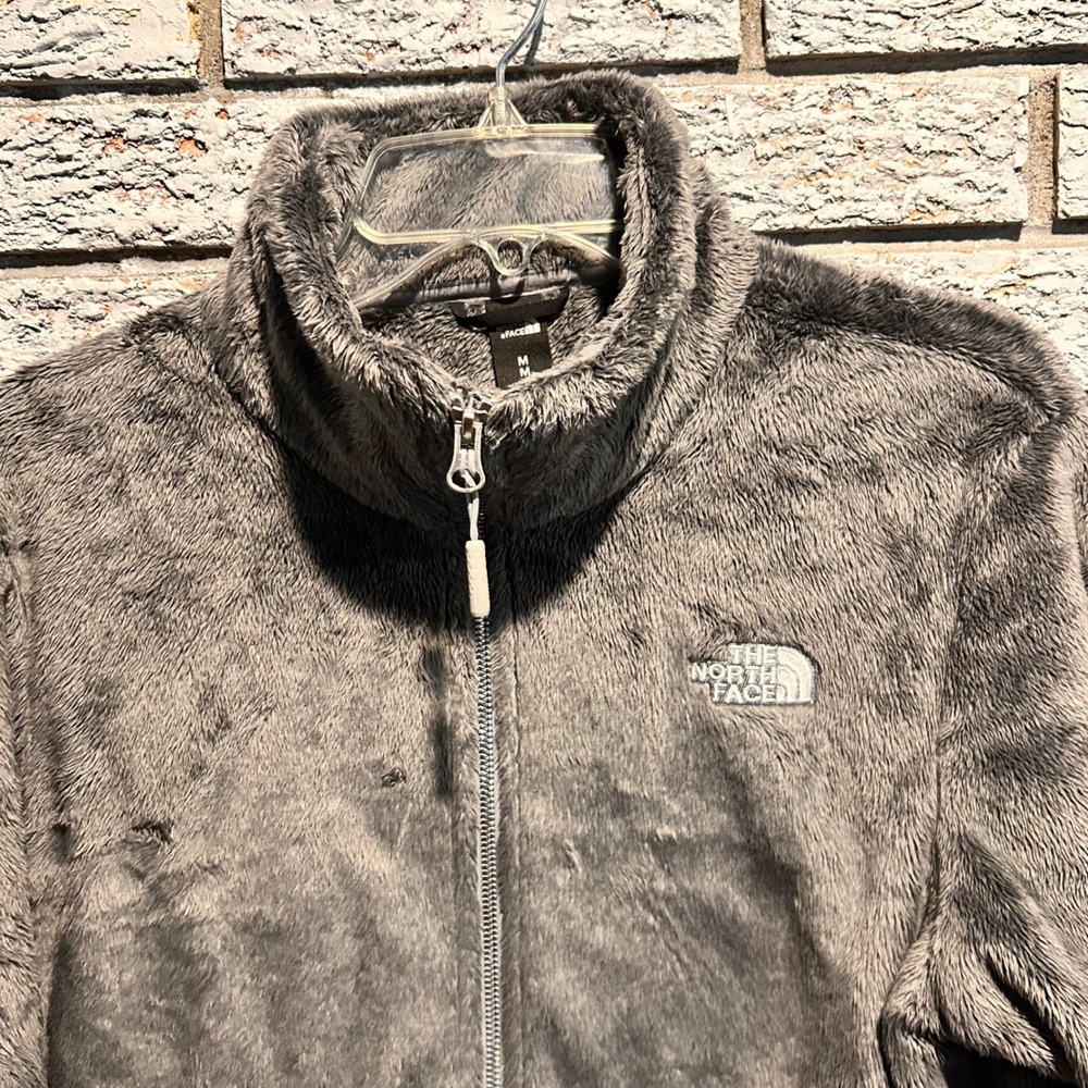 The North Face Osito Fleece Jacket Womens Medium Gray Full Zip Soft High Pile - Picture 3 of 7